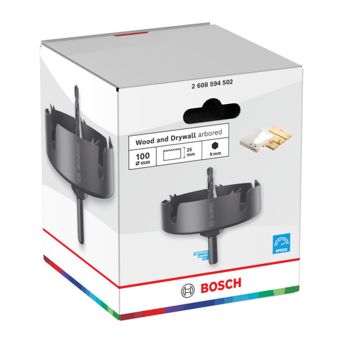 Bosch Sega a tazza per legno e cartongesso con supporto, 100 x 27 mm