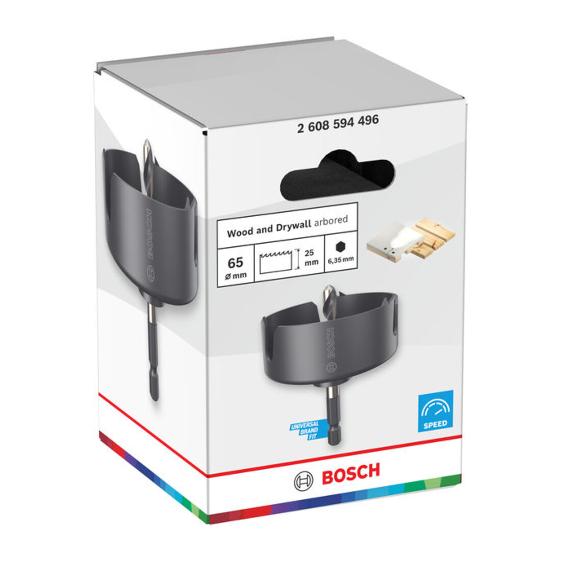 Bosch Sega a tazza per legno e cartongesso con supporto, 65 x 27 mm