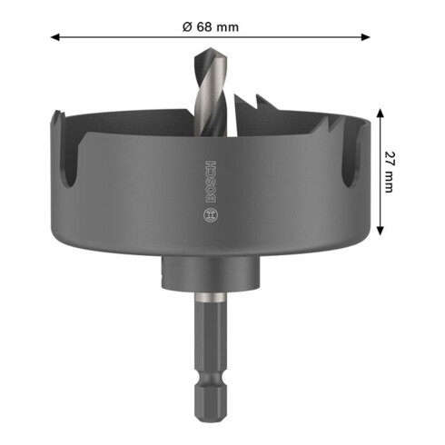 Bosch Sega a tazza per legno e cartongesso con supporto, 68 x 27 mm