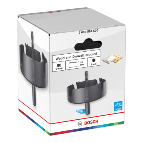 Bosch Sega a tazza per legno e cartongesso con supporto, 80 x 27 mm