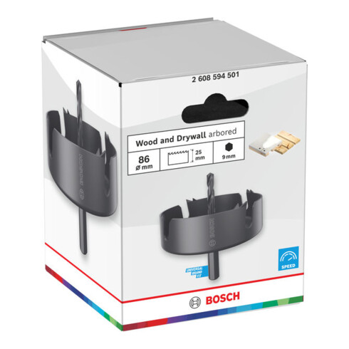 Bosch Sega a tazza per legno e cartongesso con supporto, 86 x 27 mm