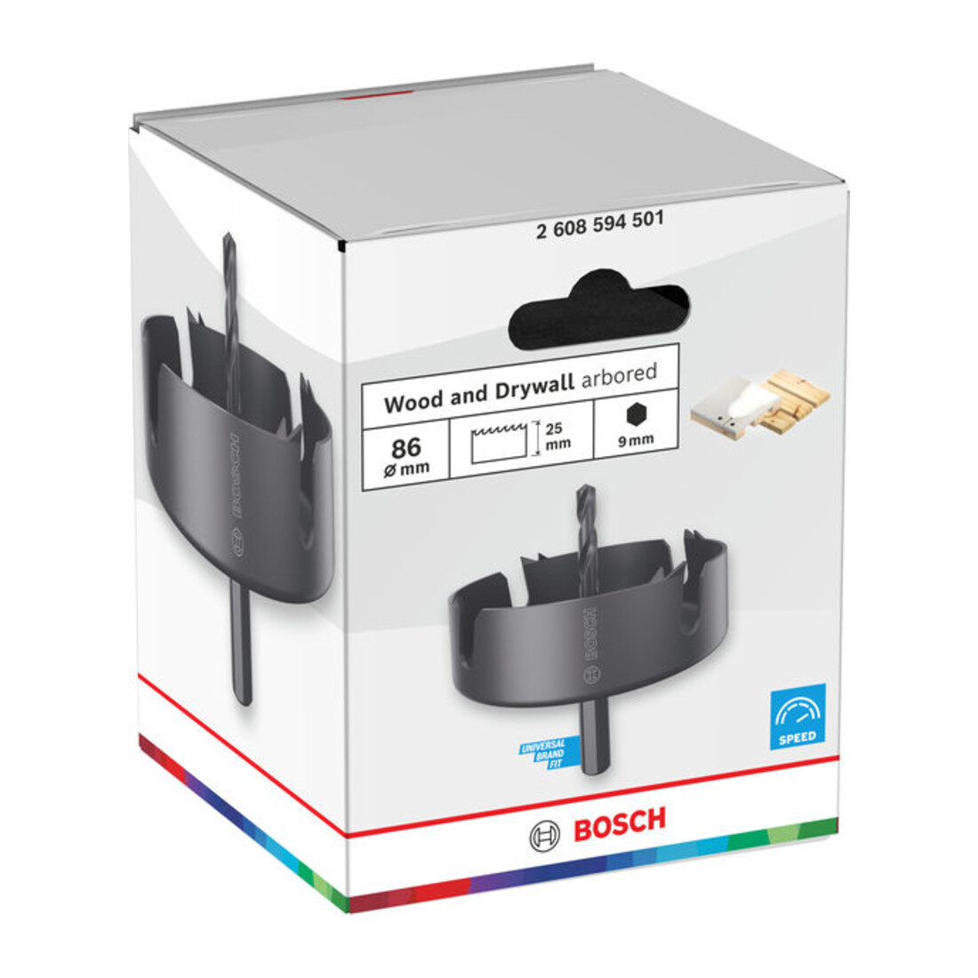 Bosch Sega a tazza per legno e cartongesso con supporto, 86 x 27 mm