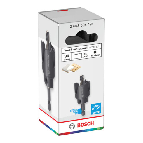 Bosch Sega a tazza per legno e cartongesso con supporto a innesto, 30 x 27 mm