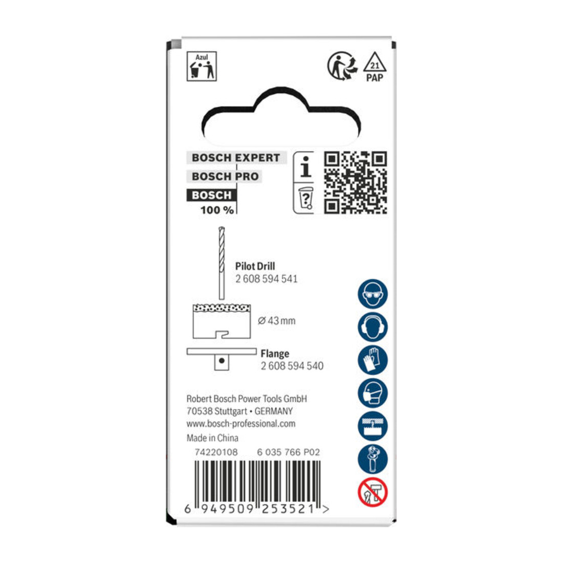 Bosch Sega a tazza per mattoni e piastrelle morbide con supporto, 43 x 60 mm