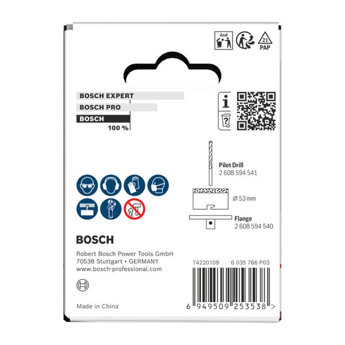 Bosch Sega a tazza per mattoni e piastrelle morbide con supporto, 53 x 60 mm