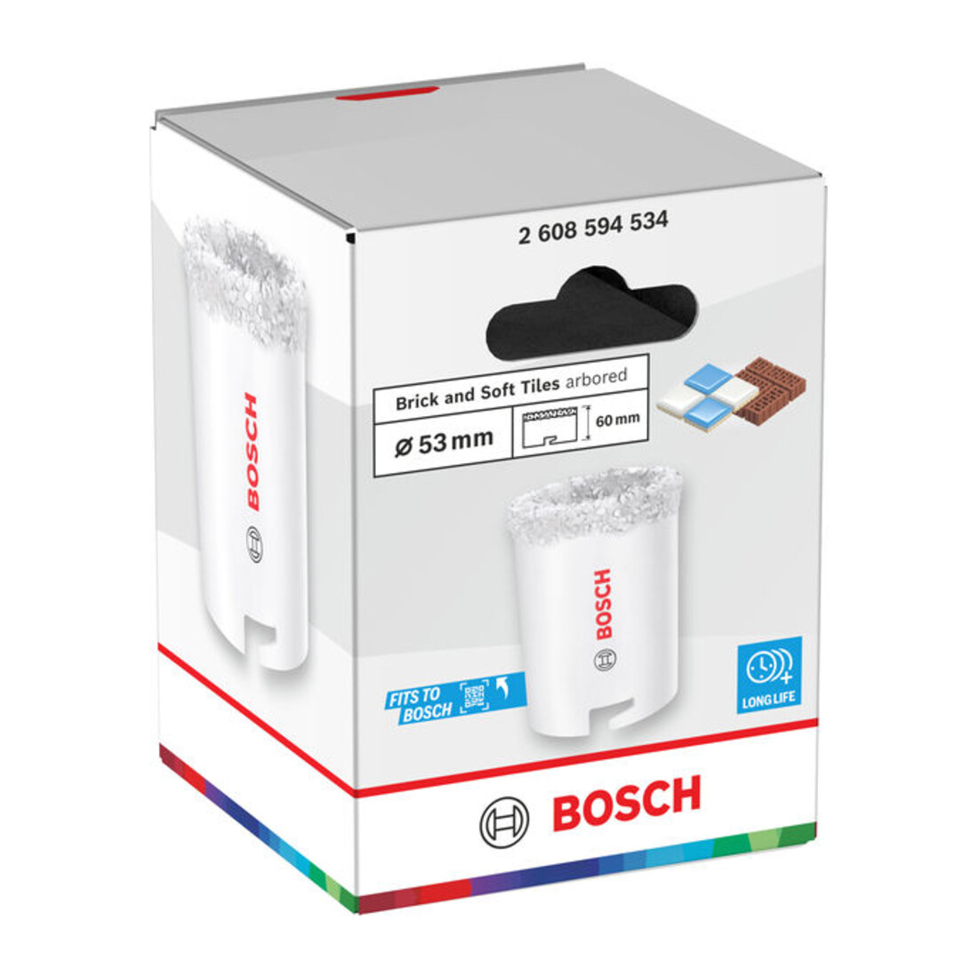 Bosch Sega a tazza per mattoni e piastrelle morbide con supporto, 53 x 60 mm