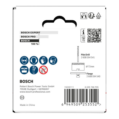 Bosch Sega a tazza per mattoni e piastrelle morbide con supporto, 73 x 60 mm