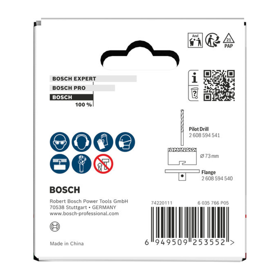 Bosch Sega a tazza per mattoni e piastrelle morbide con supporto, 73 x 60 mm