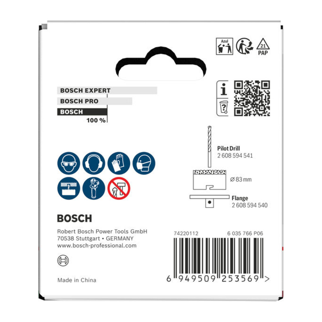 Bosch Sega a tazza per mattoni e piastrelle morbide con supporto, 83 x 60 mm