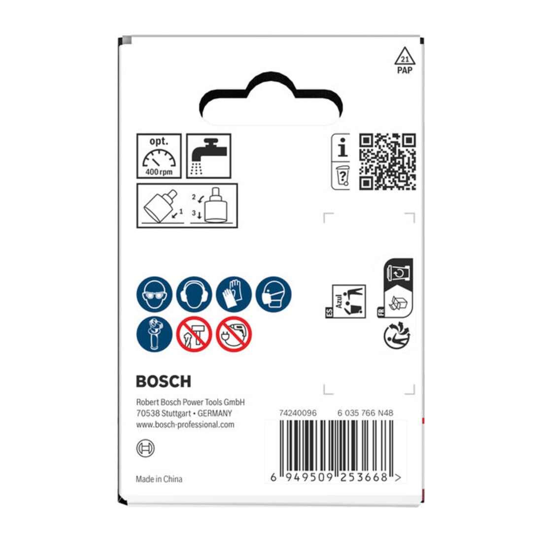 Bosch Sega a tazza per piastrelle con supporto, 60 x 40 mm