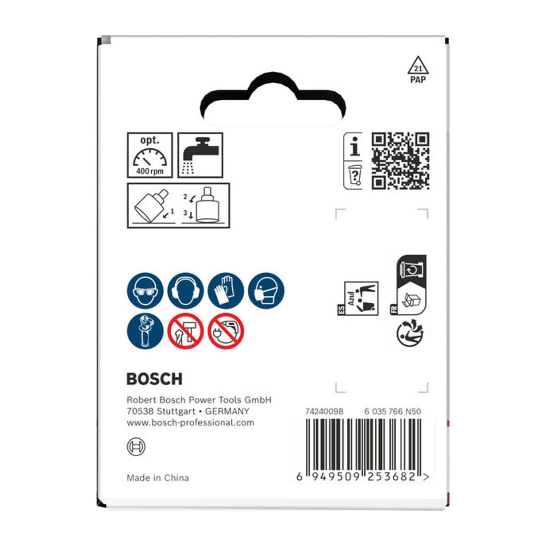 Bosch Sega a tazza per piastrelle con supporto, 68 x 40 mm