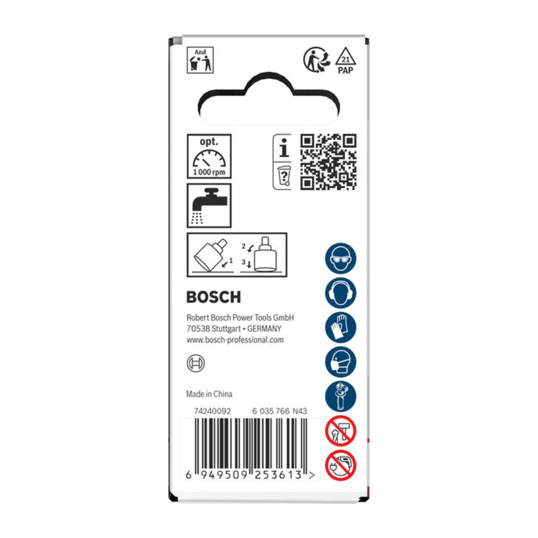 Bosch Sega a tazza per piastrelle con supporto a innesto, 22 x 40 mm