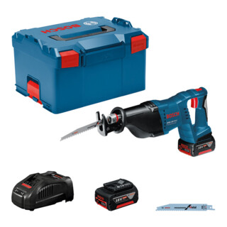 Bosch Sega frontale a batteria GSA 18 V-LI con 2 x batterie agli ioni di litio da 5,0 Ah L-BOXX