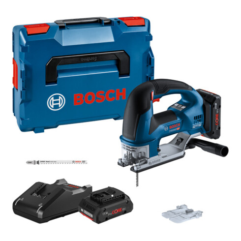 Bosch Seghetto alternativo a batteria GST 18V-155 BC, 2 batterie ProCORE18V 4.0Ah, caricabatterie e L-BOXX