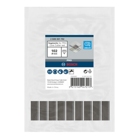 Bosch Segmente für Diamantbohrkrone Standard for Concrete 102 mm 9, 10 mm