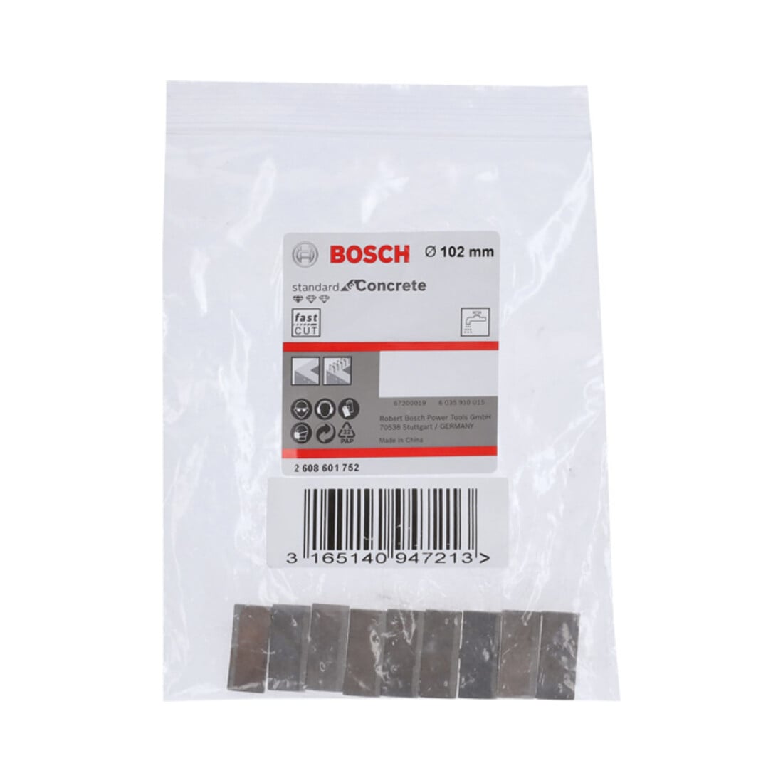 Bosch Segmente für Diamantbohrkrone Standard for Concrete 102 mm 9, 10 mm