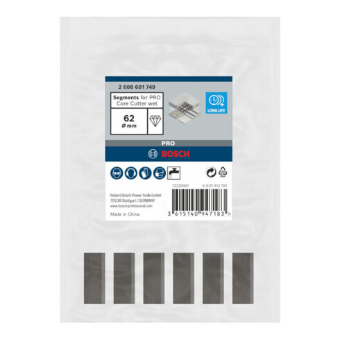Bosch Segmente für Diamantbohrkronen 1 1/4" UNC Standard for Concrete 6 10 mm