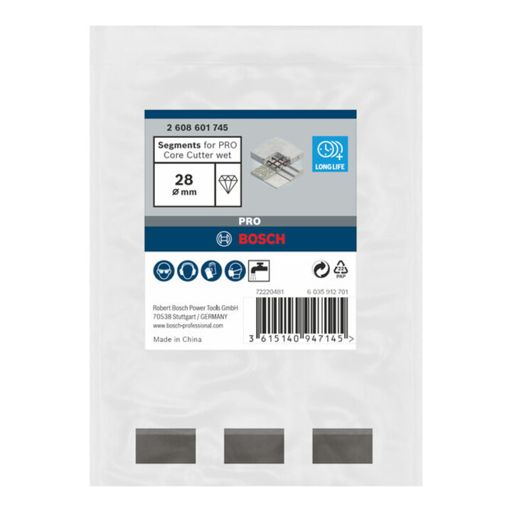 Bosch segmenten voor diamantboorkroon Standard for Concrete 28 mm 3, 10 mm
