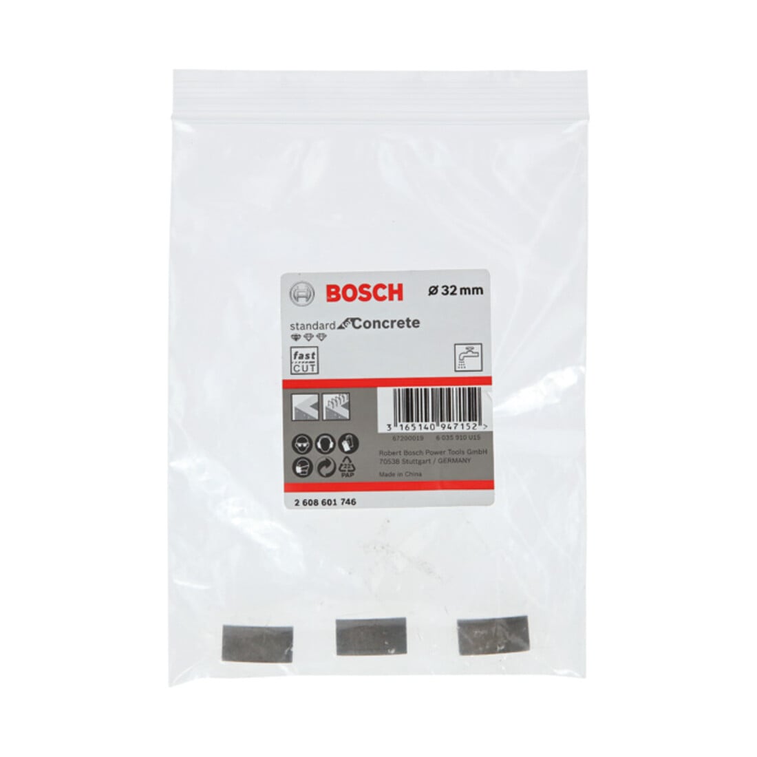 Bosch segmenten voor diamantboorkroon Standard for Concrete 32 mm 3, 10 mm