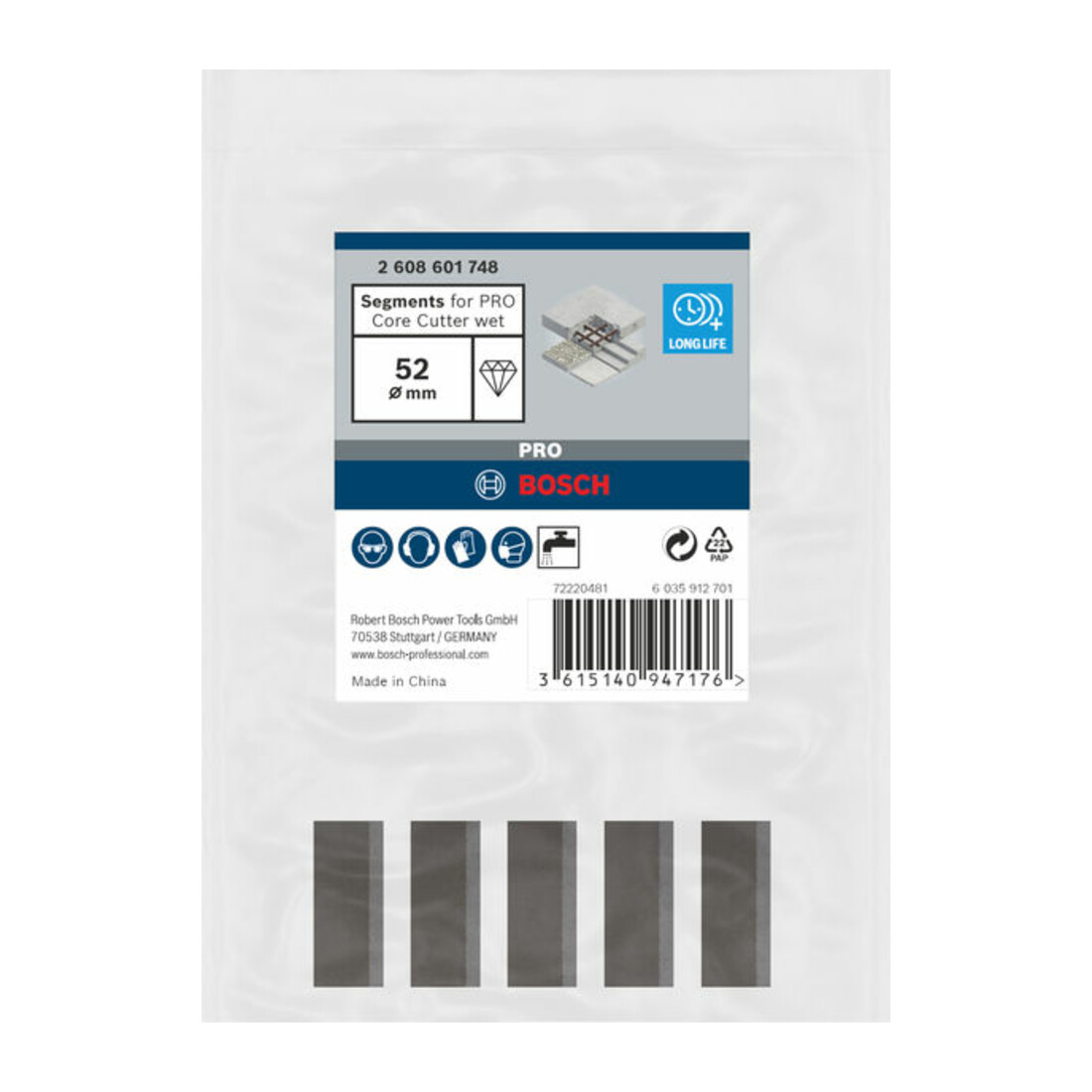 Bosch segmenten voor diamantboorkroon Standard for Concrete 52 mm 5, 10 mm