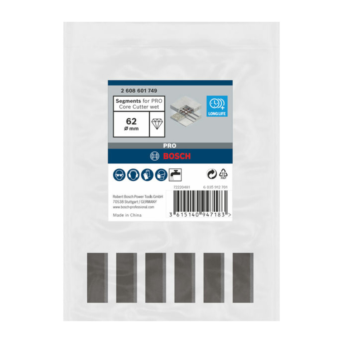 Bosch Segmenti per corone diamantate 1 1/4" UNC Standard for Concret, 6 10mm