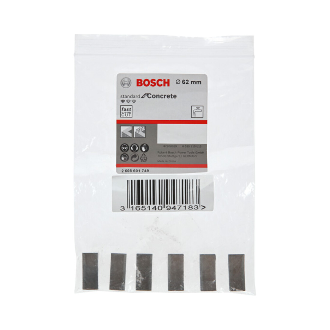Bosch Segmenti per corone diamantate 1 1/4" UNC Standard for Concret, 6 10mm