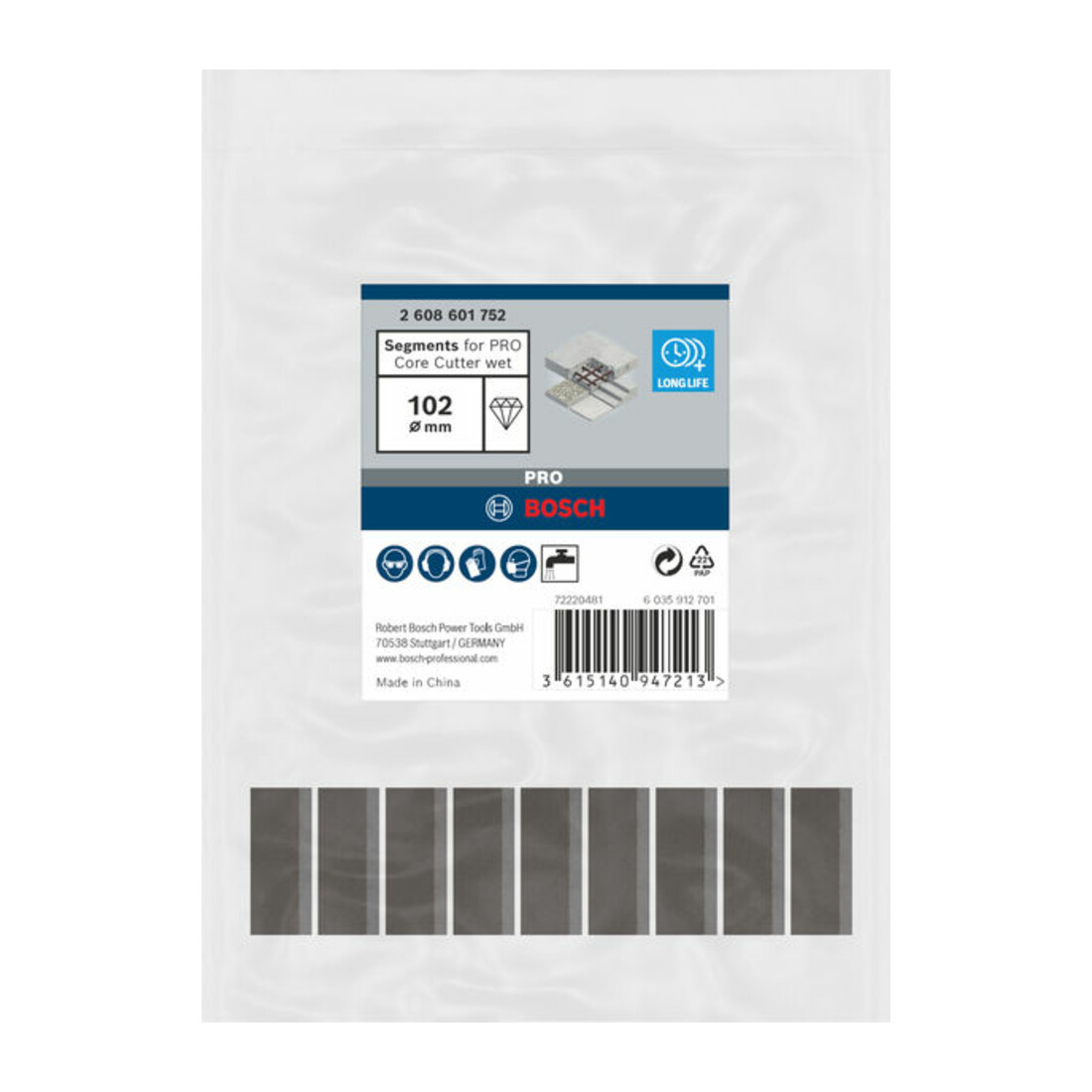 Bosch Segmenti per corone diamantate Standard for Concret, 102mm 9, 10mm