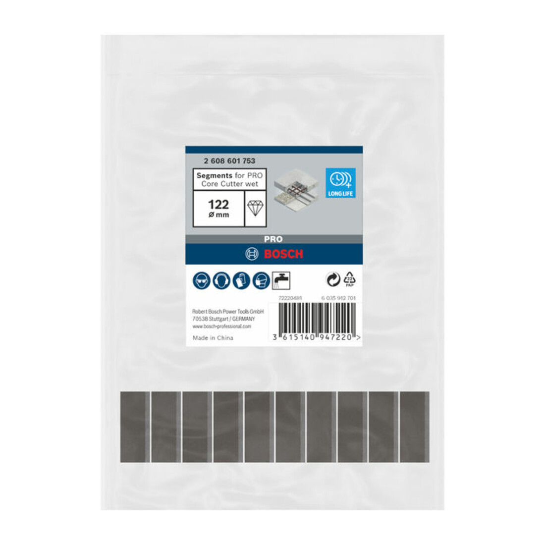 Bosch Segmenti per corone diamantate Standard for Concret, 122mm 10 10mm