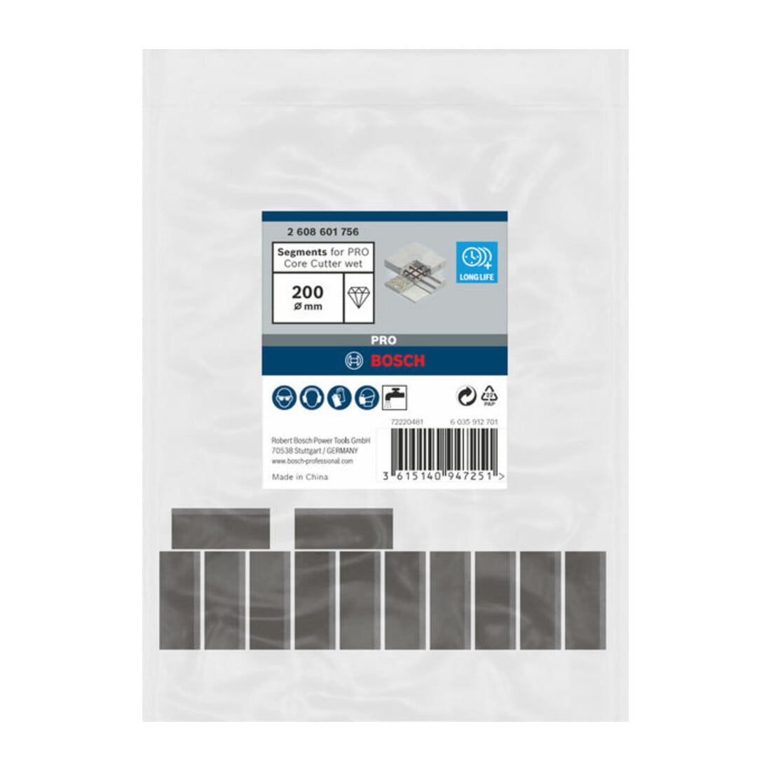 Bosch Segmenti per corone diamantate Standard for Concret, 200mm 12 10mm