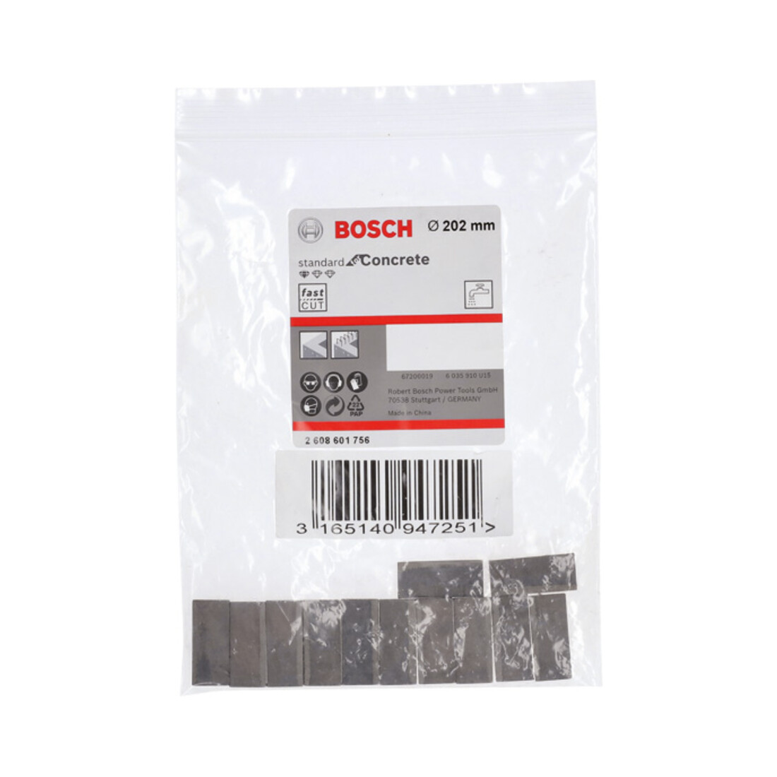 Bosch Segmenti per corone diamantate Standard for Concret, 200mm 12 10mm