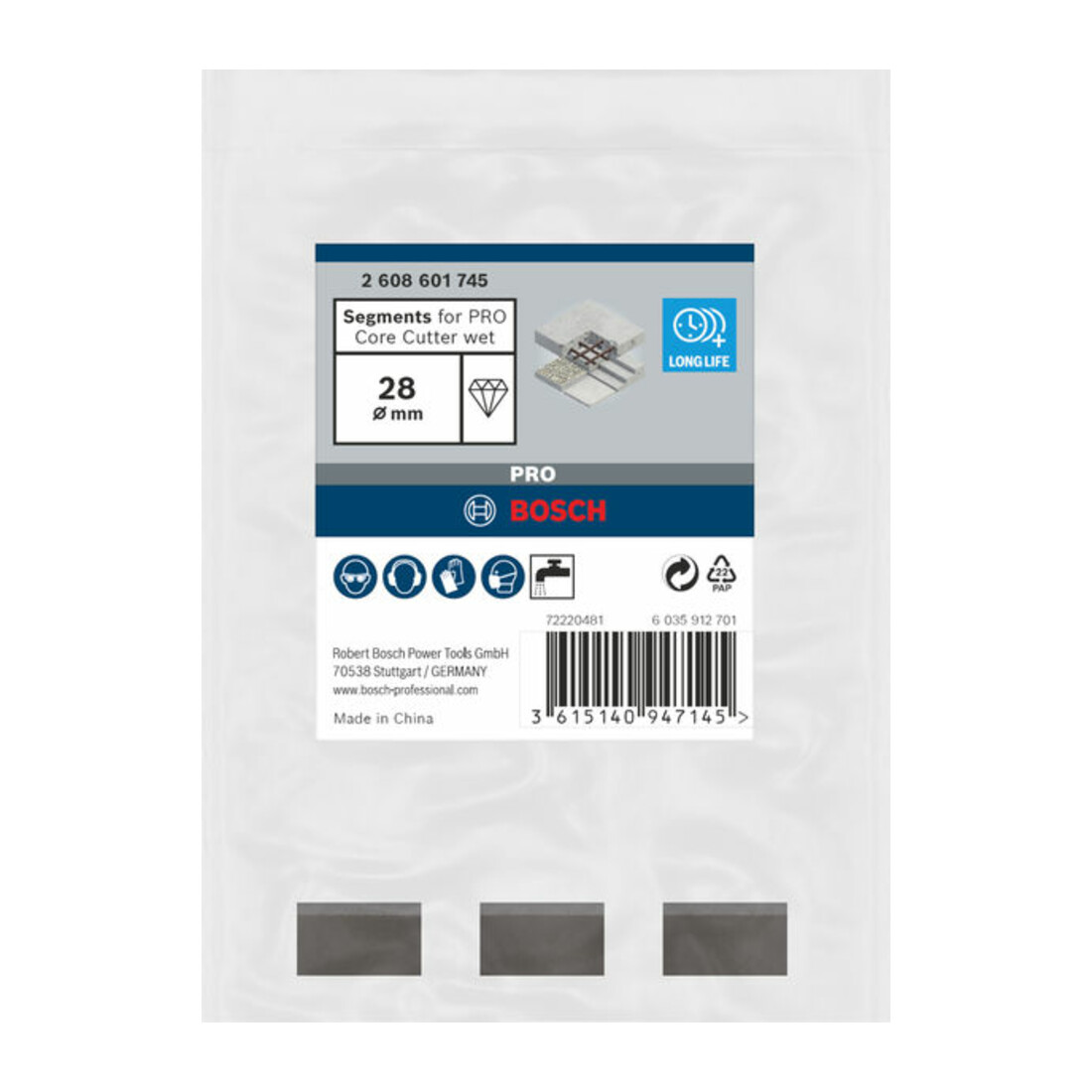 Bosch Segmenti per corone diamantate Standard for Concret, 28mm 3, 10mm
