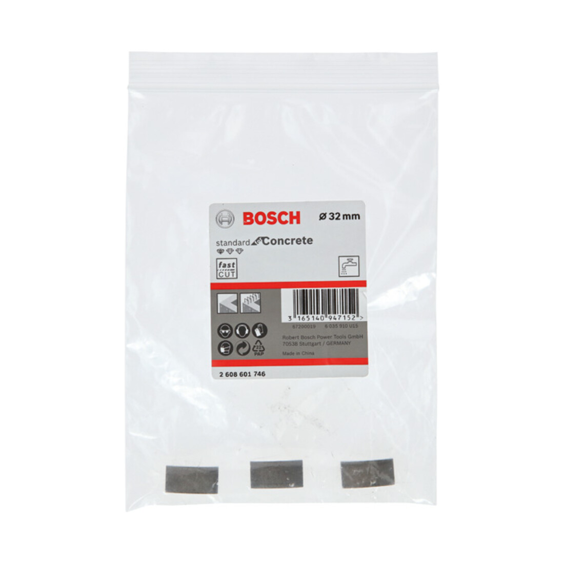 Bosch Segmenti per corone diamantate Standard for Concret, 32mm 3, 10mm