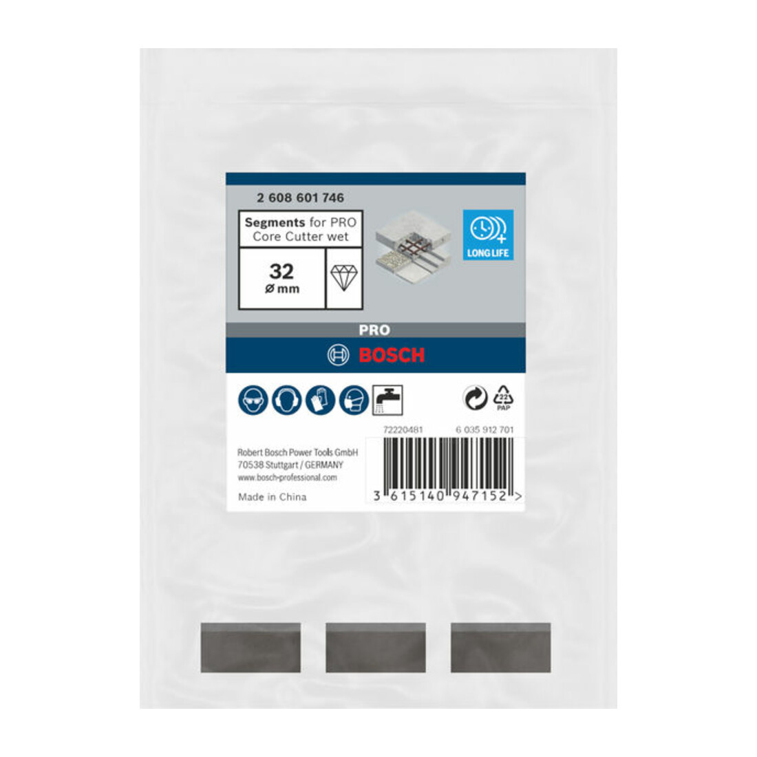 Bosch Segmenti per corone diamantate Standard for Concret, 32mm 3, 10mm