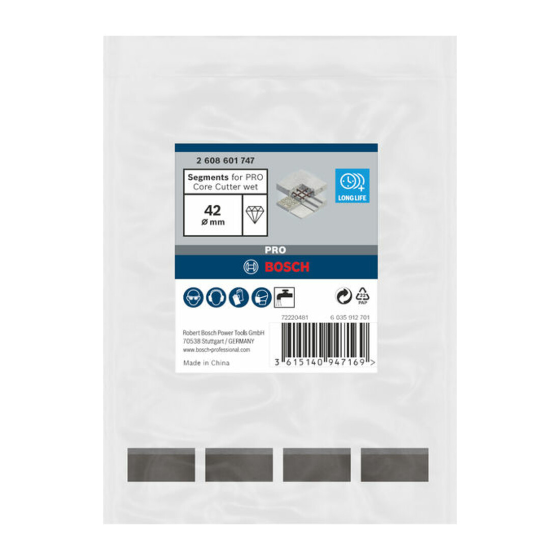 Bosch Segmenti per corone diamantate Standard for Concret, 42mm 4, 10mm