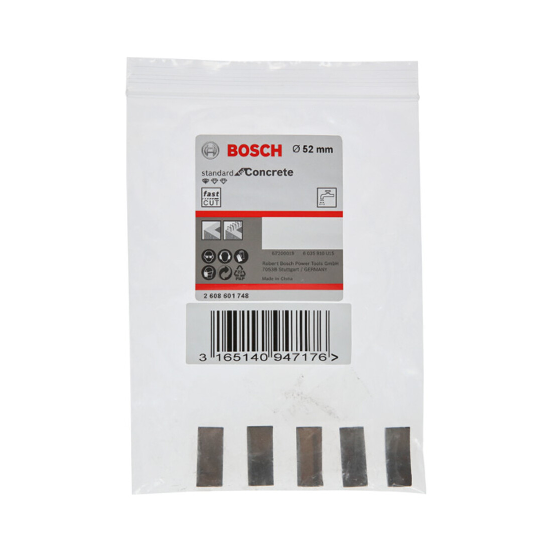 Bosch Segmenti per corone diamantate Standard for Concret, 52mm 5, 10mm