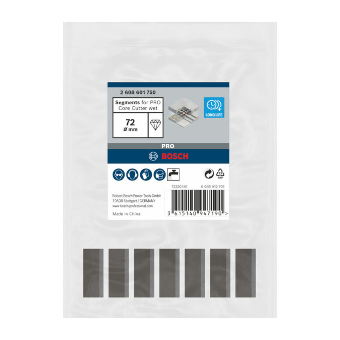 Bosch Segmenti per corone diamantate Standard for Concret, 72mm 7, 10mm