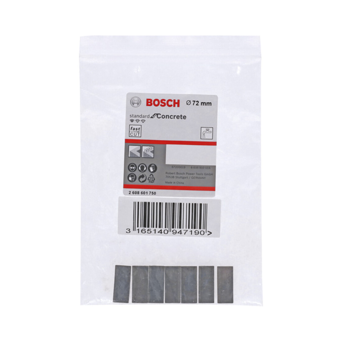 Bosch Segmenti per corone diamantate Standard for Concret, 72mm 7, 10mm