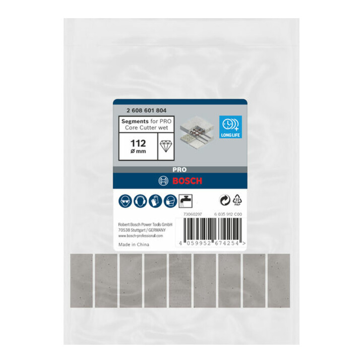 Bosch Segments pour couronne diamantée humide PRO, 112 mm, 1 1/4 pouce UNC