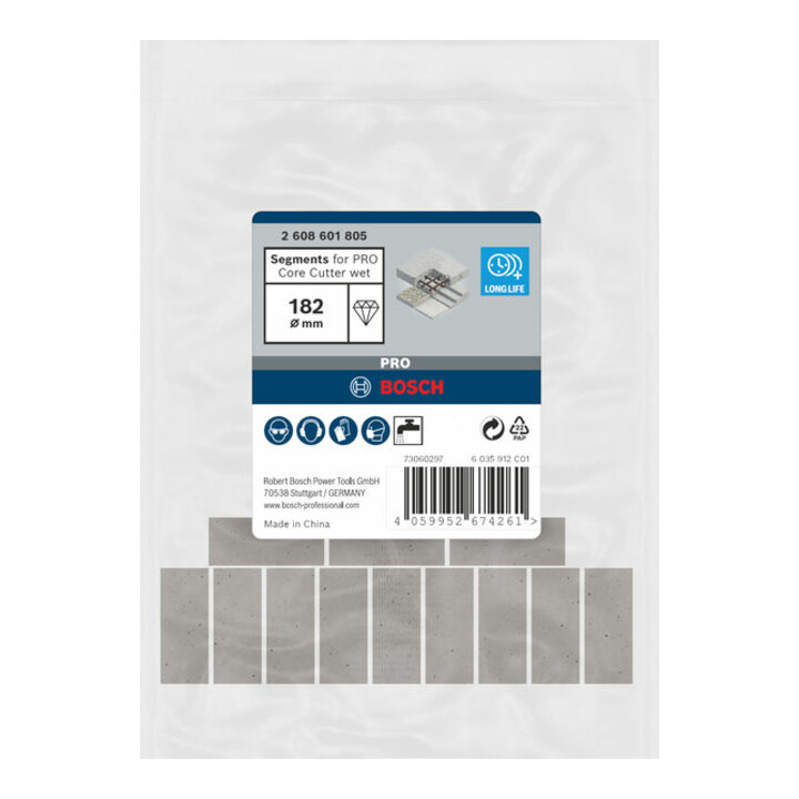 Bosch Segments pour couronne diamantée humide PRO, 182 mm, 1 1/4 pouce UNC
