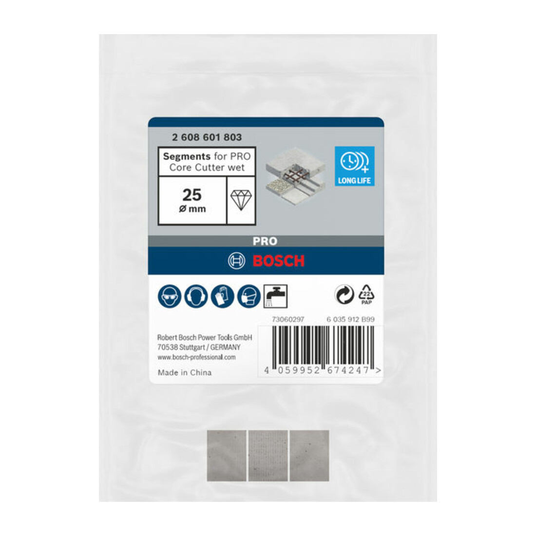 Bosch Segments pour couronne diamantée humide PRO, 25 mm, 1 1/4 pouce UNC