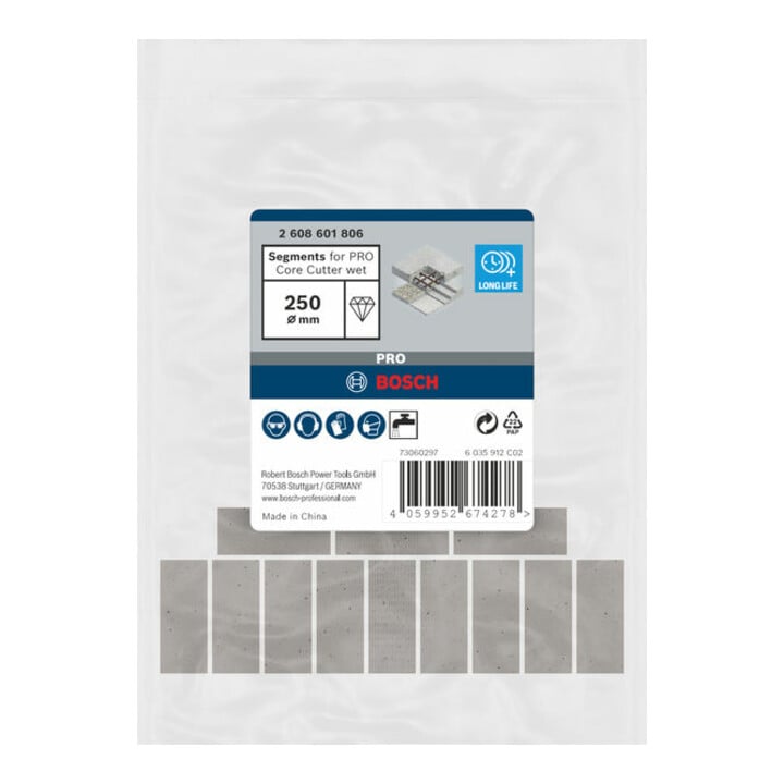 Bosch Segments pour couronne diamantée humide PRO, 250 mm, 1 1/4 pouce UNC