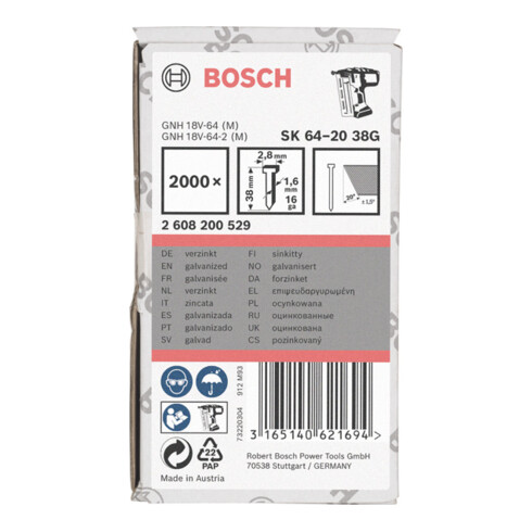 Bosch Senkkopf-Stift SK64 20G 38 mm verzinkt