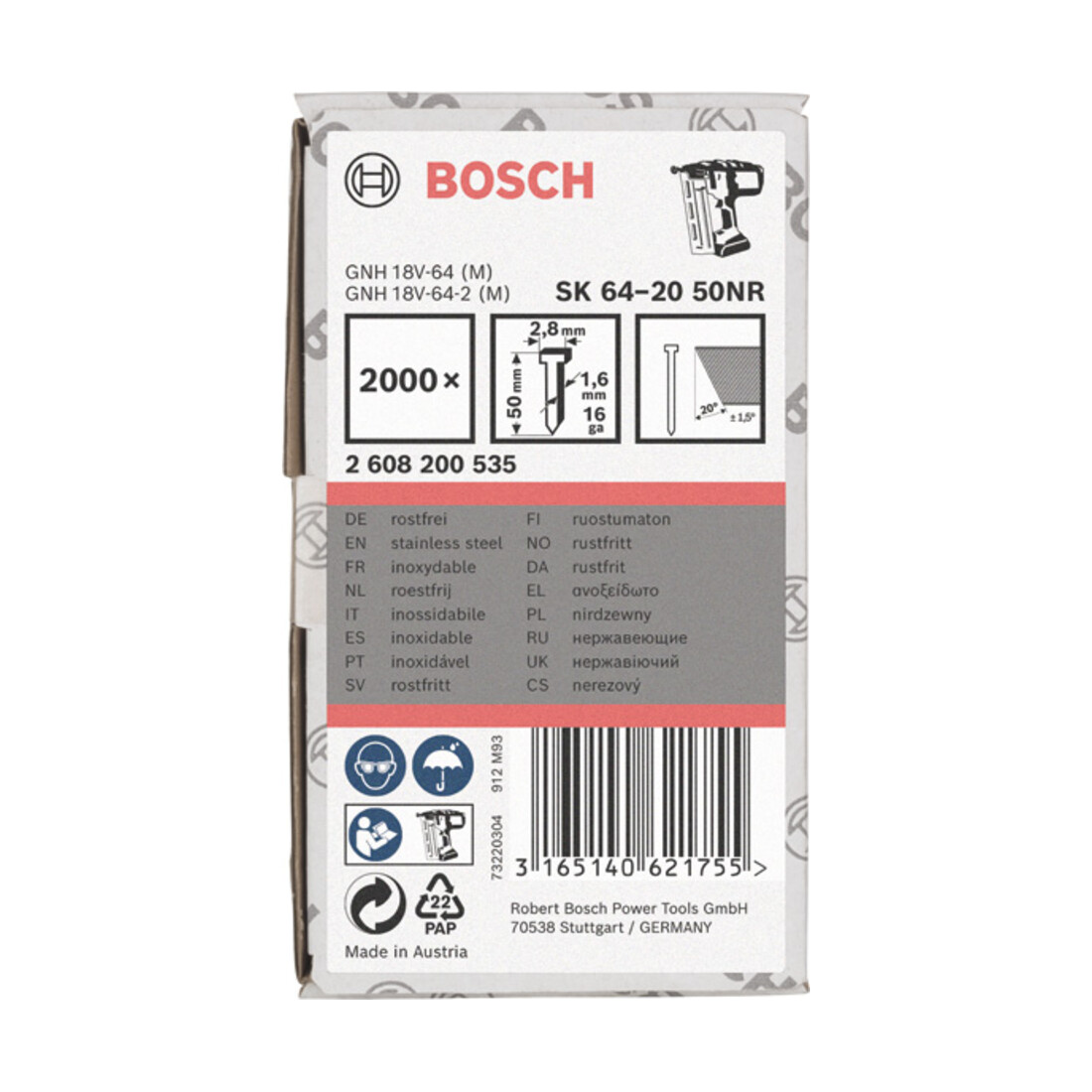 Bosch Senkkopf-Stift SK64 20NR