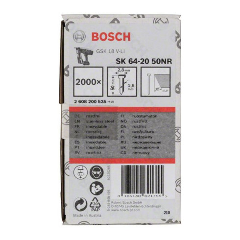 Bosch Senkkopf-Stift SK64 20NR 50 mm Edelstahl