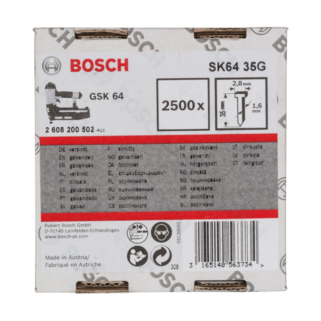 Bosch Senkkopf-Stift SK64 35G 1,6 mm 35 mm verzinkt