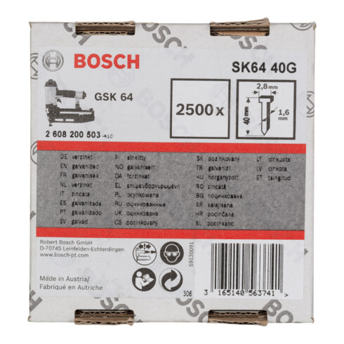 Bosch Senkkopf-Stift SK64 40G 1,6 mm 40 mm verzinkt