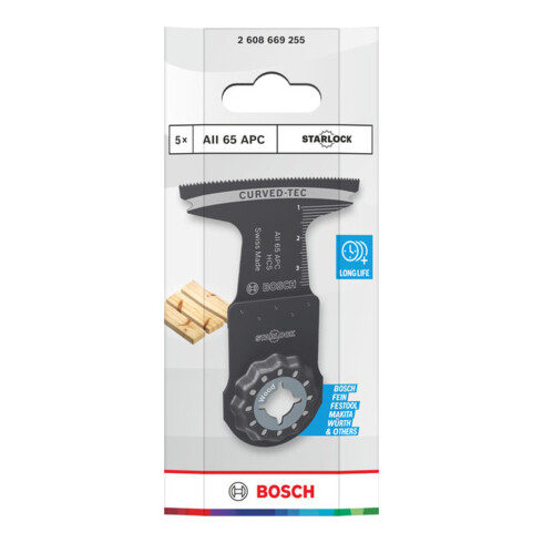 Bosch Set 5 lame da immersione per legno AII 65 APC, Starlock, 65 x 40 mm