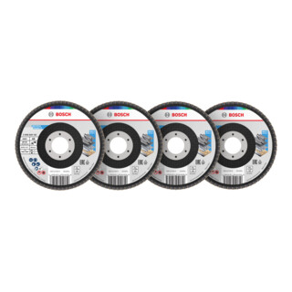Bosch Set de disques abrasifs à lamelles X451, 115 × 22,23 mm, K40/K60/K80/K120, Z29, 15 pcs