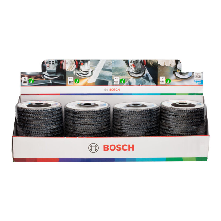 Bosch Set de disques abrasifs à lamelles X451, 125 × 22,23 mm, K40/K60/K80/K120, Z29, 60 pcs