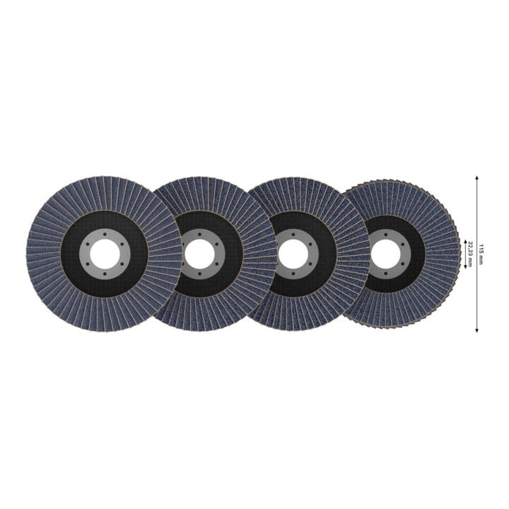 Bosch Set de disques abrasifs en éventail X451, 115 × 22,23 mm, K40/K60/K80/K120, Z27, 60 pcs
